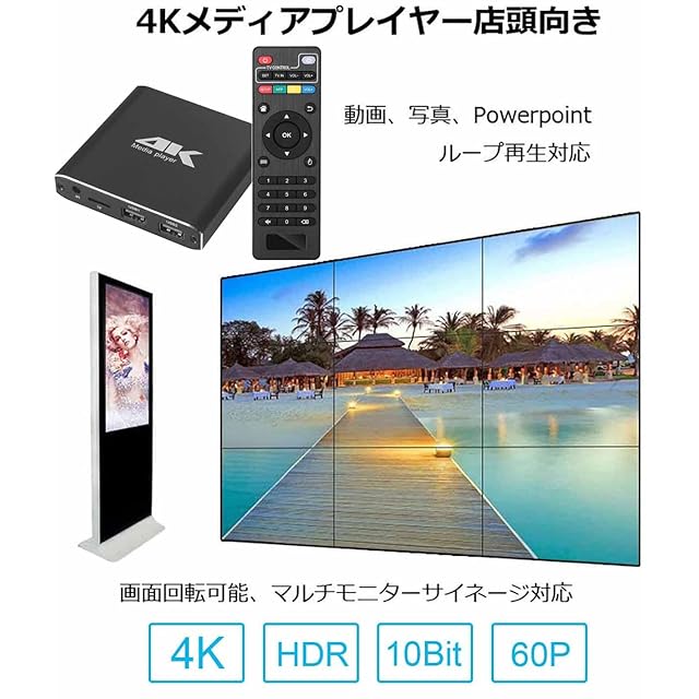 メディアプレーヤー 4Kプレイヤー フルHD 1080Pプレーヤー「H.265/HEVC