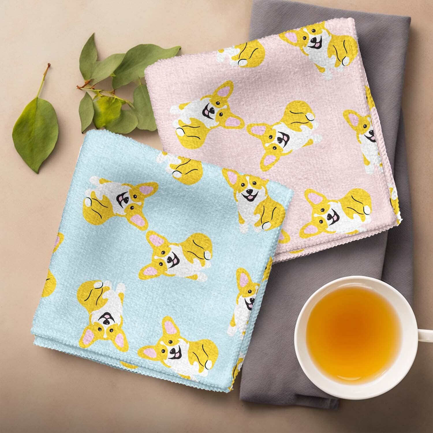 ご確認用　Yourelia　わんこ柄　ハンカチ　ハンドメイド12/11 パターン柄 犬種選べる ハンカチ 】パステルカラー 2枚セット 犬