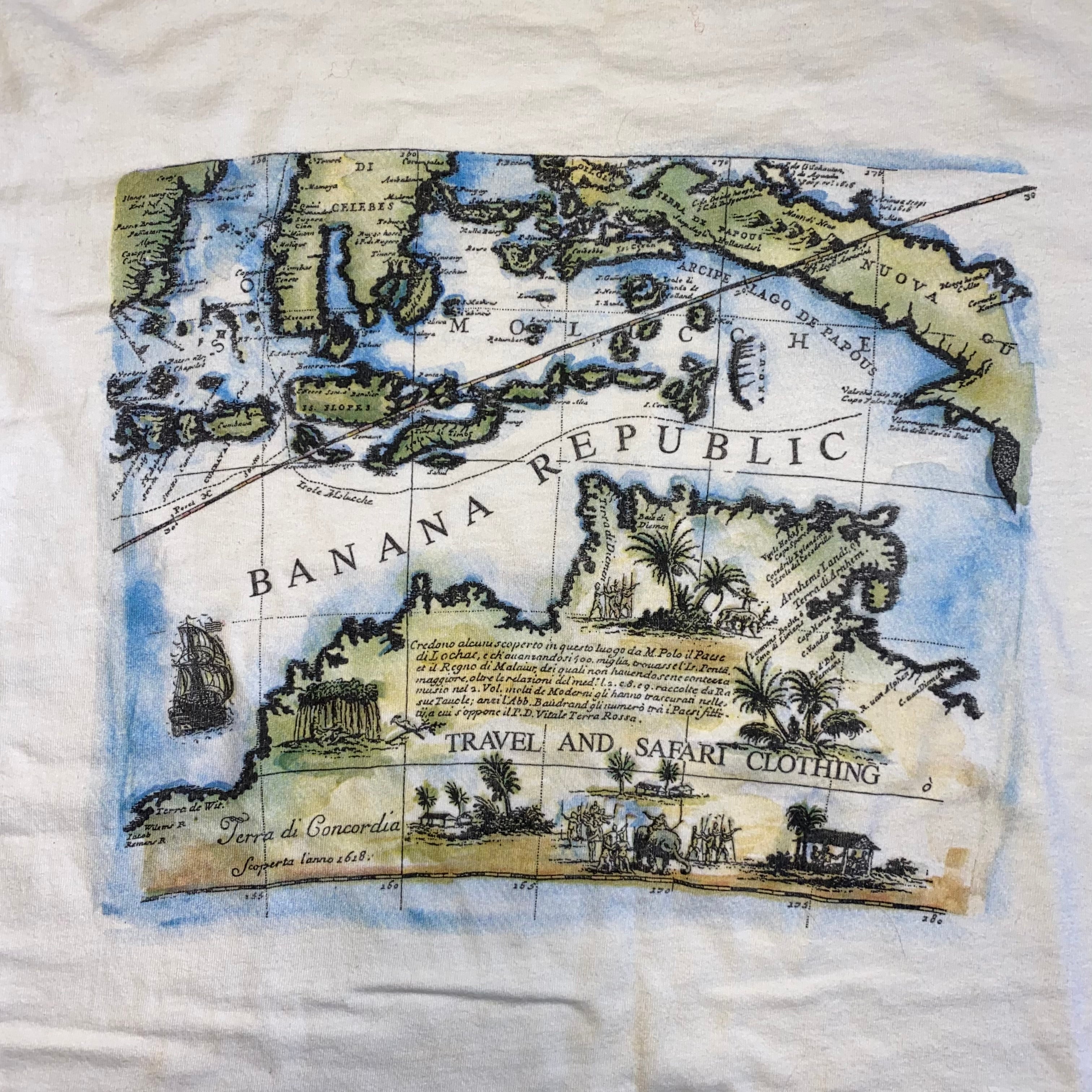 【未使用】80〜90s バナナリパブリック Tシャツ 世界地図