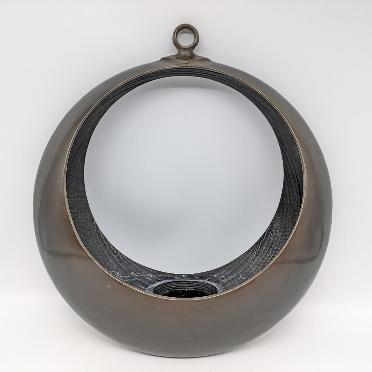 鉄器 鉄花器・吊り下げ花器・満月形・華道具・No.230720-05・佐川急便80 (