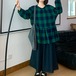 ウエストドロストリボンチェック柄ブラウス ・12526