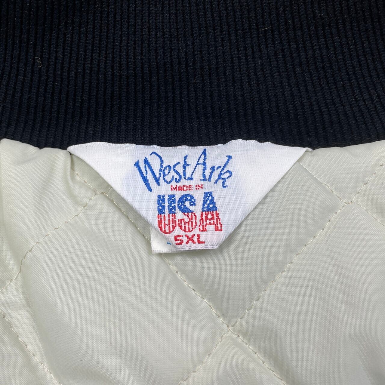 90年代 USA製 WestArk ナイロン サテン スタジャン 企業ロゴ ワッペン