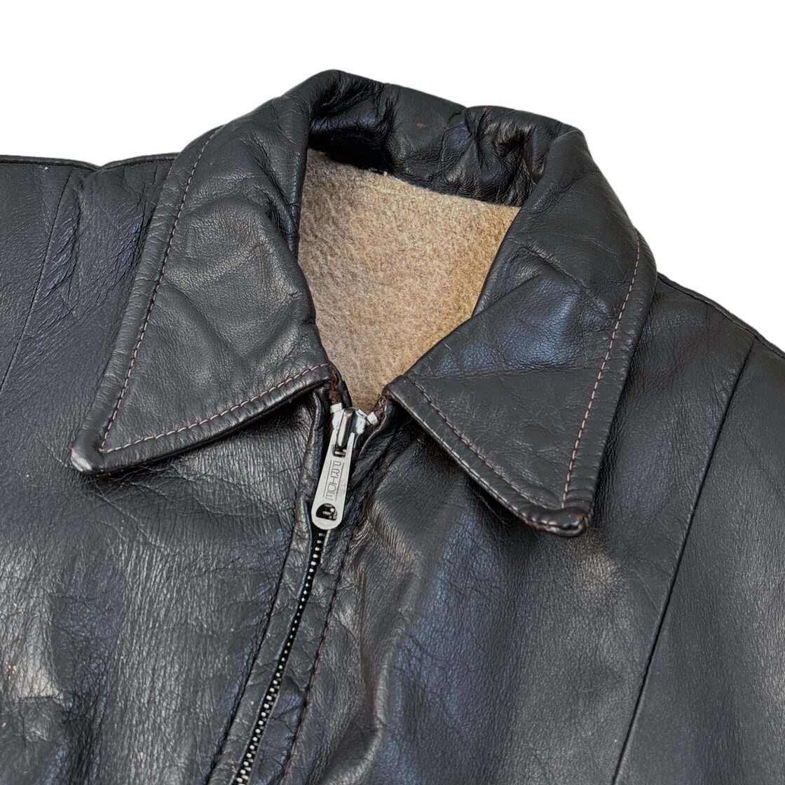 70s UNKNOWN zip up leather jacket vintage PRIDE ZIPPER 70年代 
