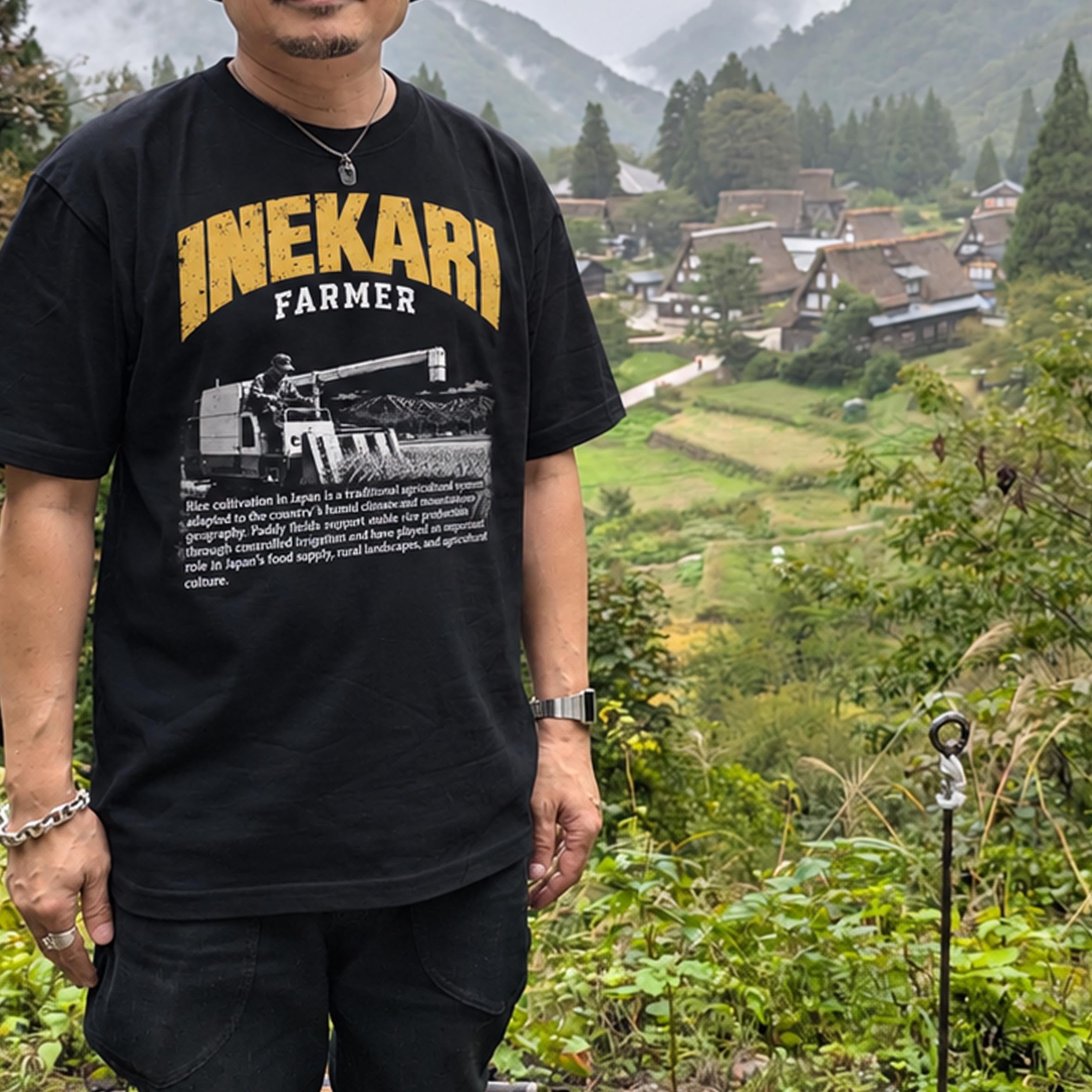 【日本の農業】稲刈り Tシャツ【お米】