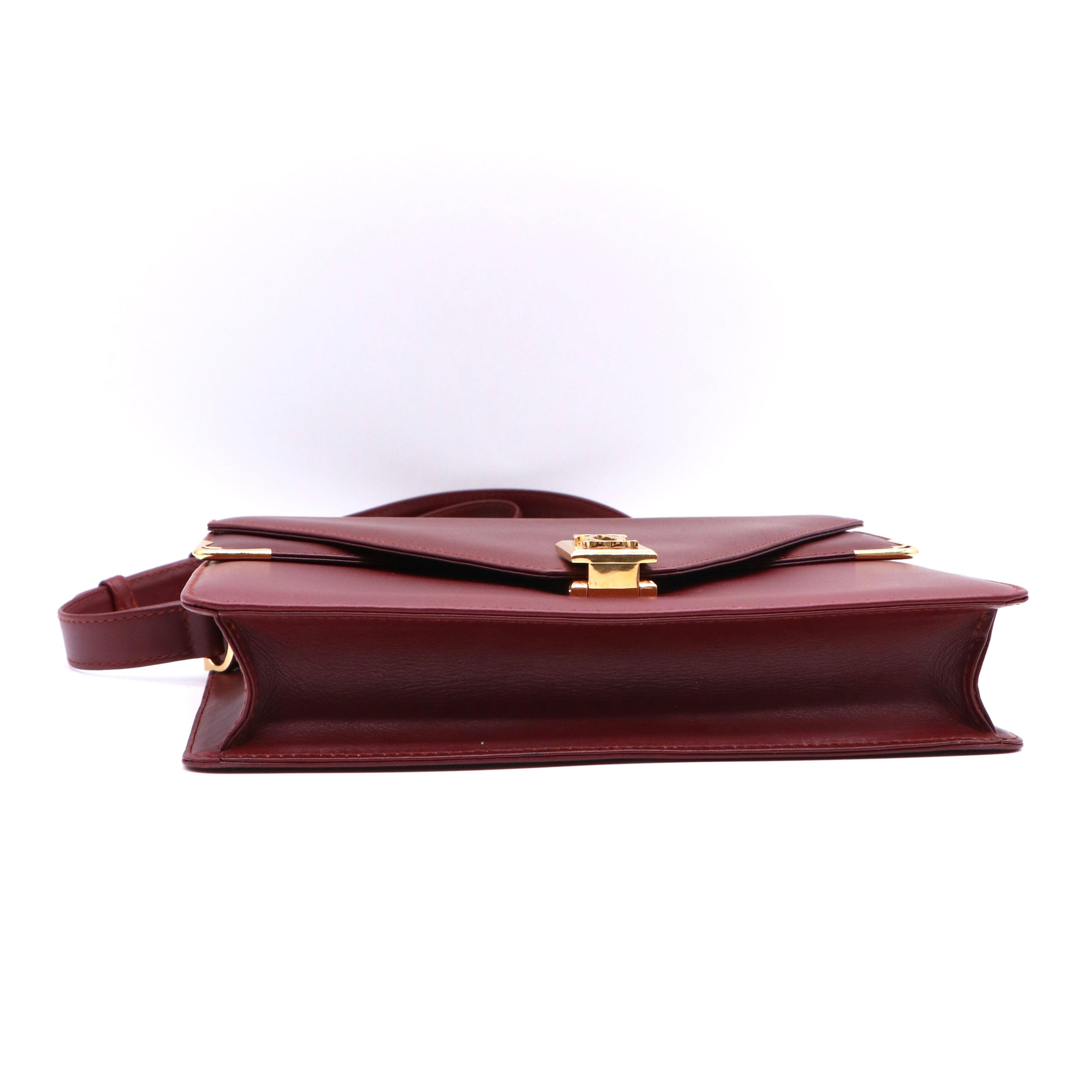 Cartier カルティエ マストライン レザーショルダーバッグ ボルドー