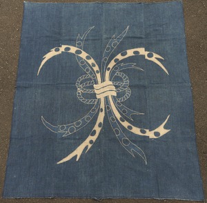 1257H1 筒描き 熨斗目 4幅 藍染 木綿 古布 アンティーク ヴィンテージ