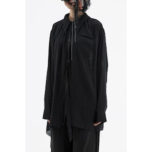 [ Professor.E ](プロフェッサーイー) 24SS-WMS-LSH-03  Oversized Button Back Shirt (black)