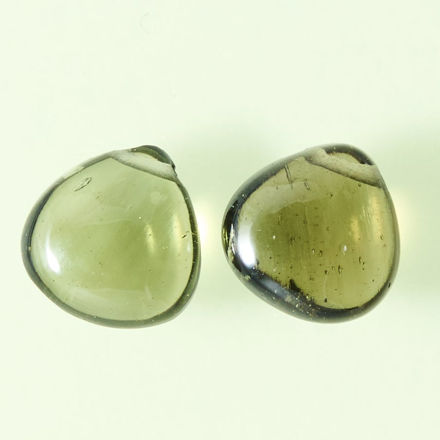 【稀少石】(ペア) モルダバイト 3.35ct/マロン/穴あり【チェコ共和国】nmom-0011