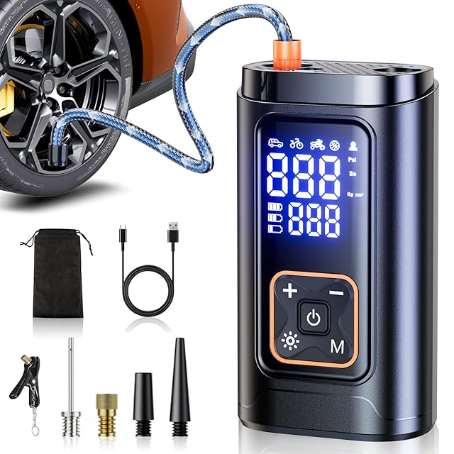 CYCPLUS空気入れ自転車 120PSI電動空気入れ気圧表示自転車エアポンプ