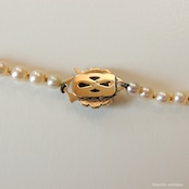 アンティークジュエリー 9ctゴールド アコヤ真珠 天然ロードライトガーネット ネックレス(ソーティングメモ付)