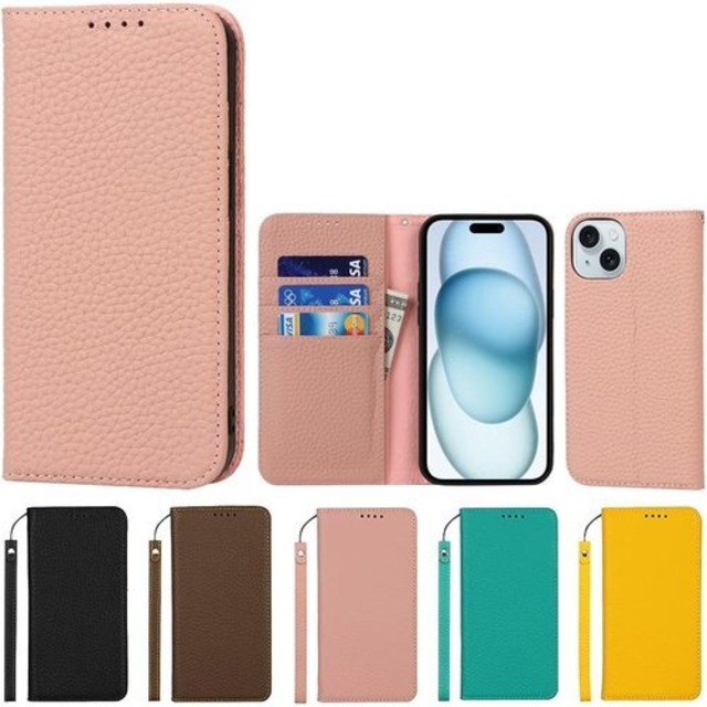 Eastwave アイフォン for iPhone 15 Plus ケース 牛革 本革 手帳型 for iPhone15 Plus 財布型カバー for iPhone 15plus 本革 手帳型 携帯スマホカバー 人気 おしゃれ 内蔵マグネット 耐汚れ 耐衝撃 カード収納 人気 -ピンク 2513