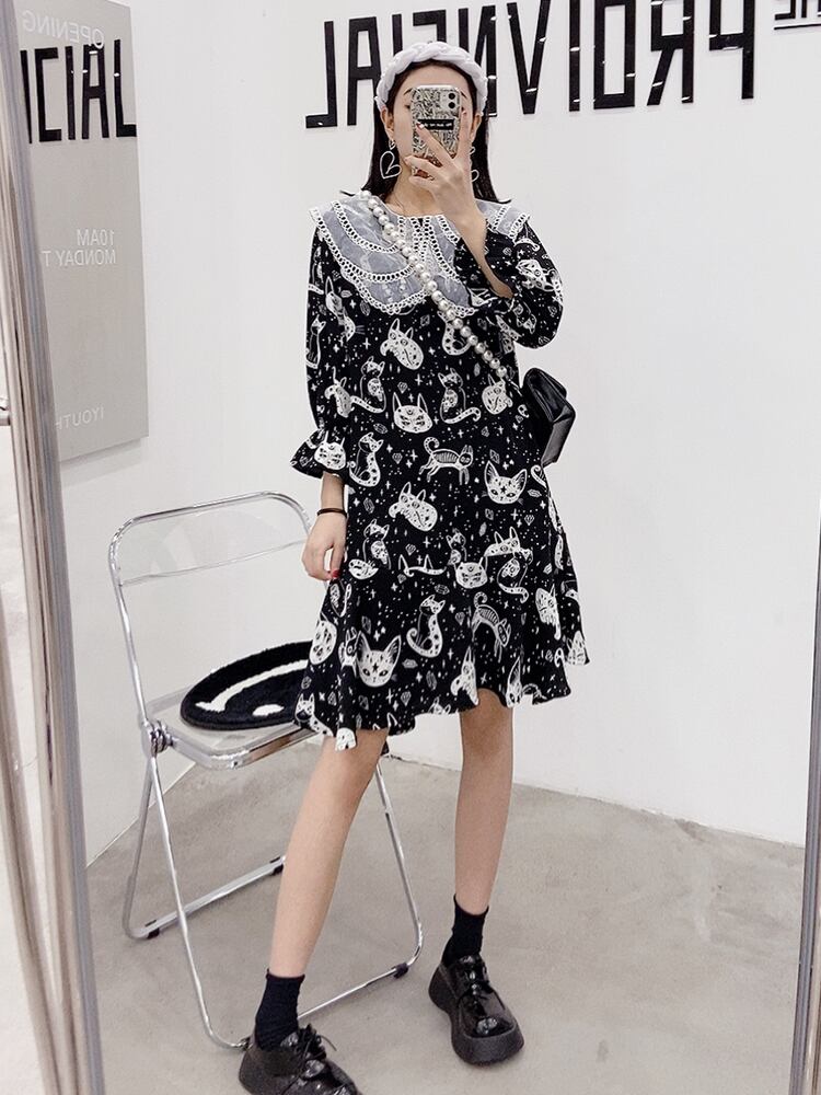 フローラルドレス レース薄手スカート ロング 大きめサイズ 花柄 ミックスインファッション87582262751