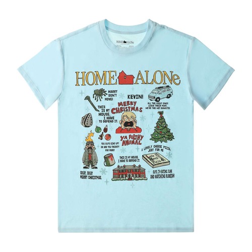HOME ALONE ホーム・アローン ケヴィン 落書き グラフィック Tシャツ ブルー Lサイズ