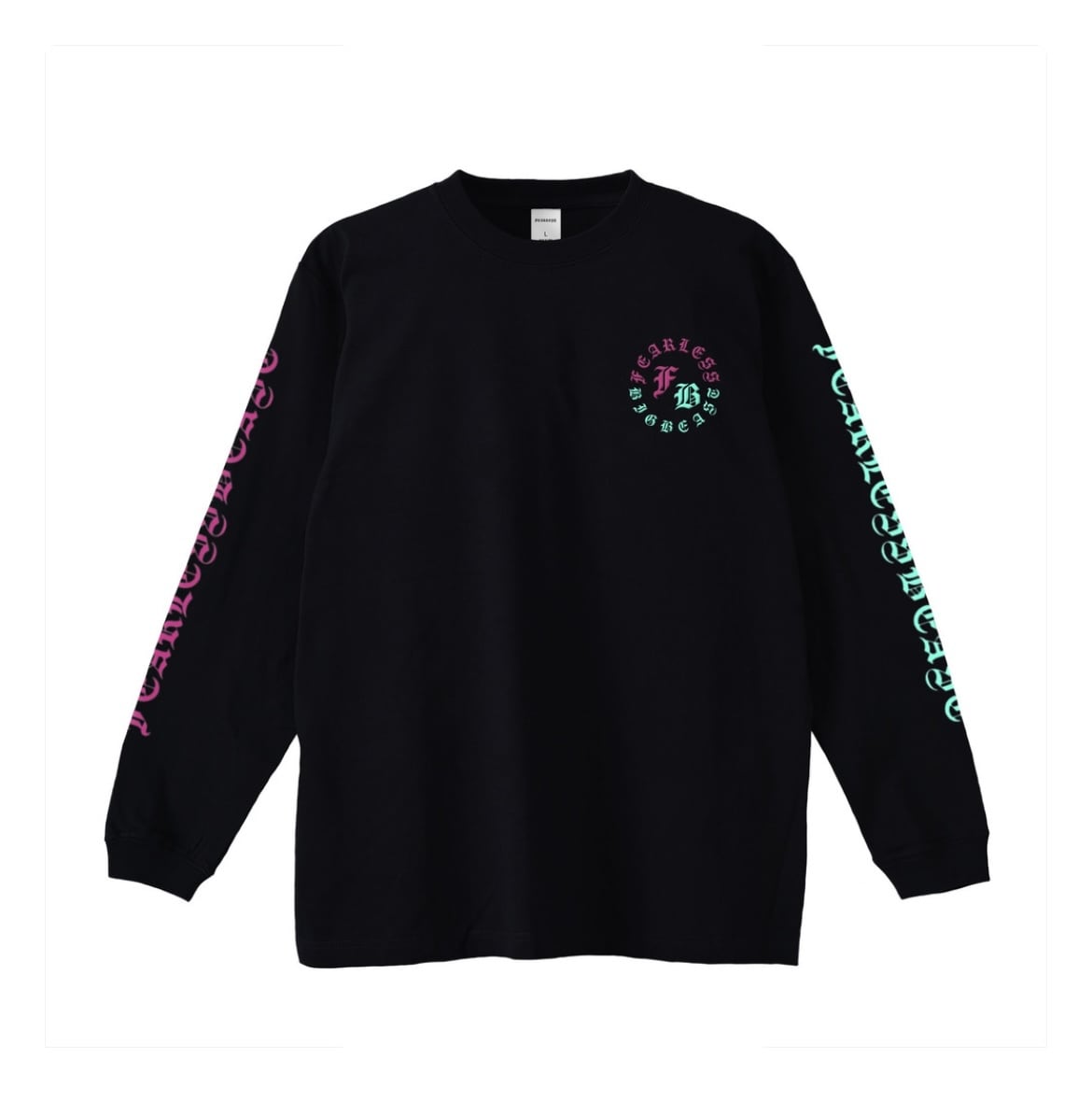 fearless long Tee/BLACK pink front刺繍 back logo | fearless store
