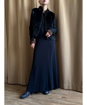 mode black rabbit fur vest-4532-2