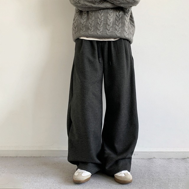 jiwuusストレッチウエスト調整可能ドレープワイドパンツ