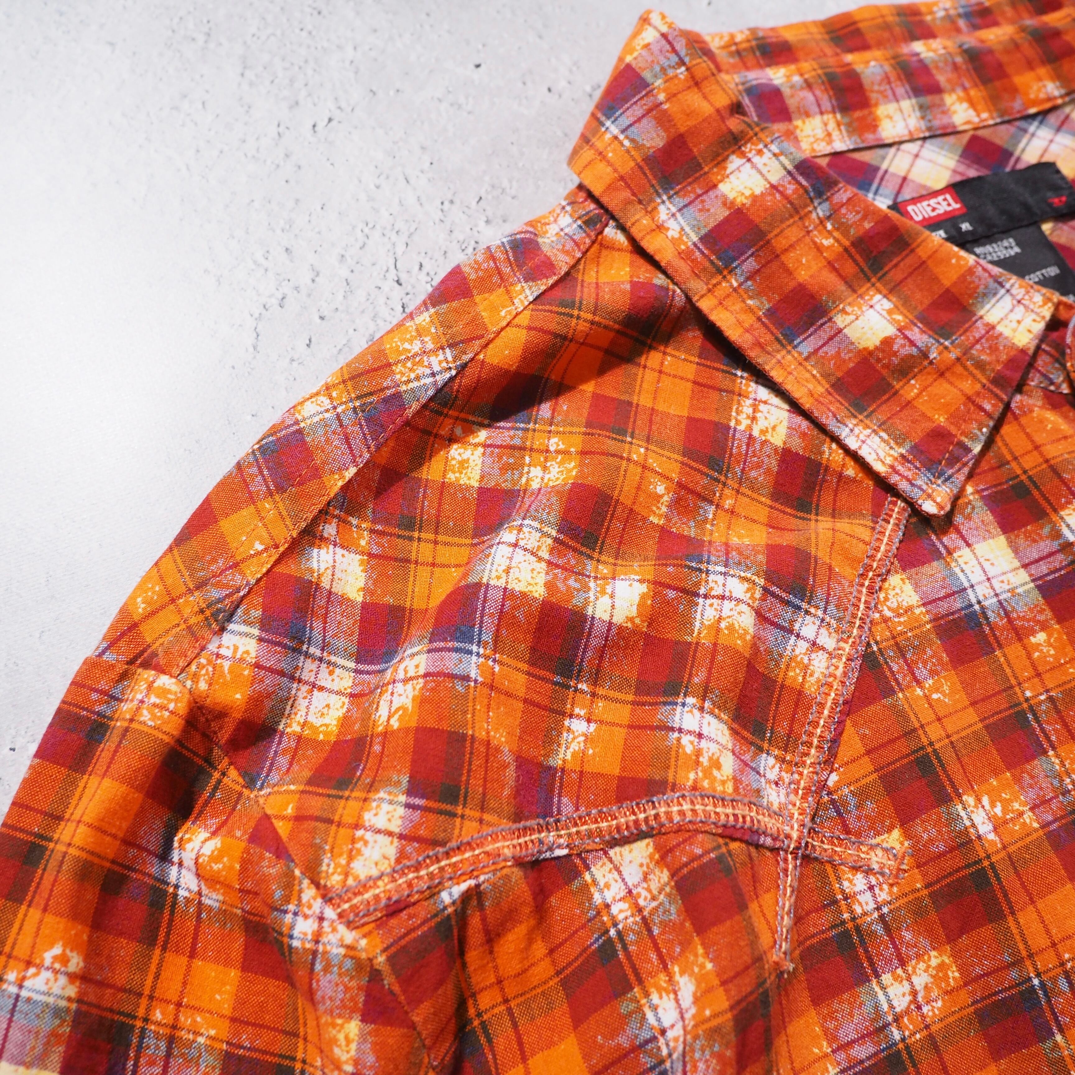 " DIESEL " ” 染色 ” Over silhouette Western shirt