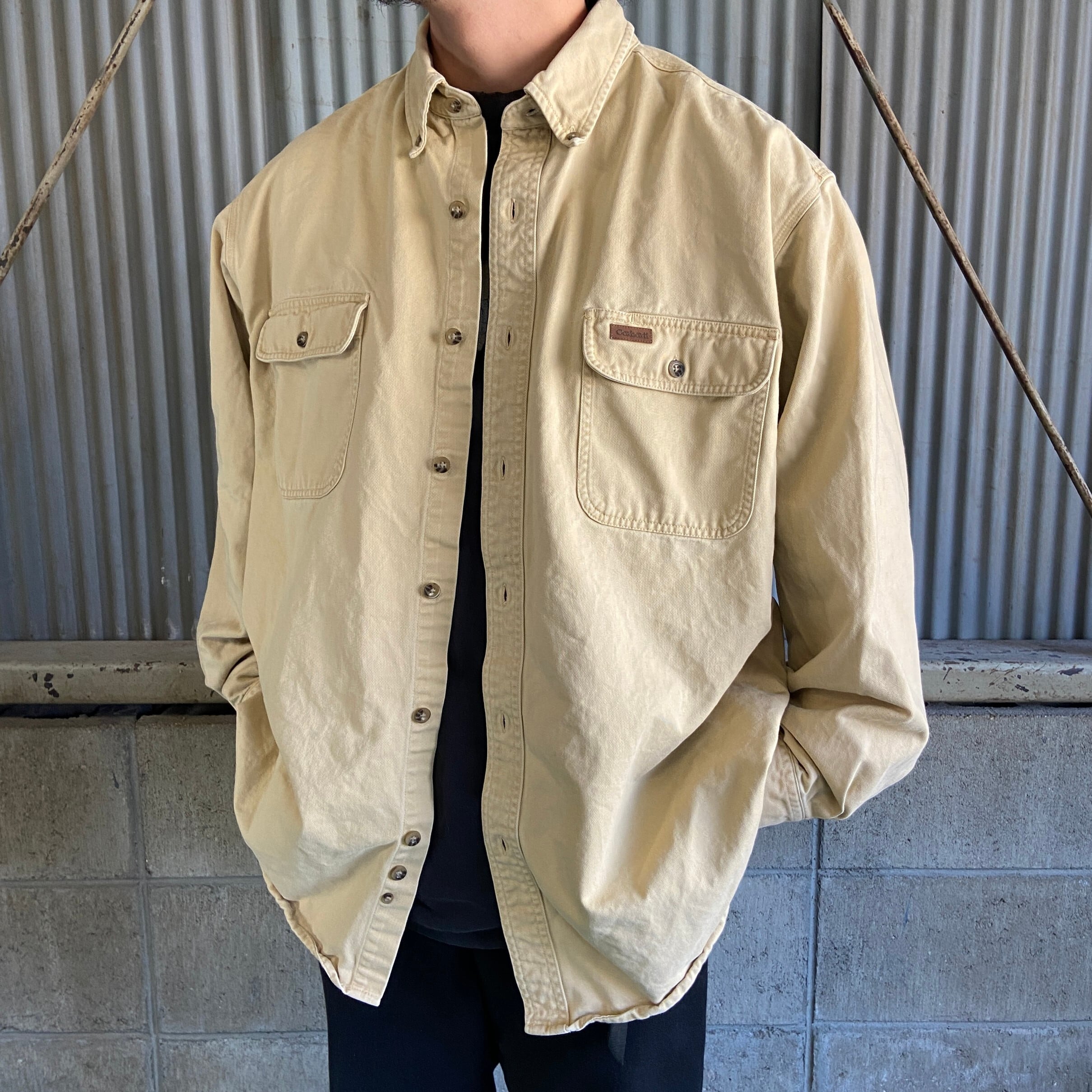 00年代 Carhartt カーハート 長袖 コットン ボタンダウンシャツ メンズXL 古着 00s ビンテージ ヴィンテージ  ベージュ【長袖シャツ】【3anniv】 | cave 古着屋【公式】古着通販サイト