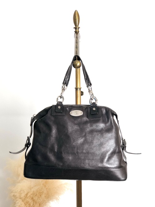 CELINE セリーヌ ハンドバッグ ブラック トリオンフ レザー プレートロゴ vintage ヴィンテージ オールド 5y5pjn