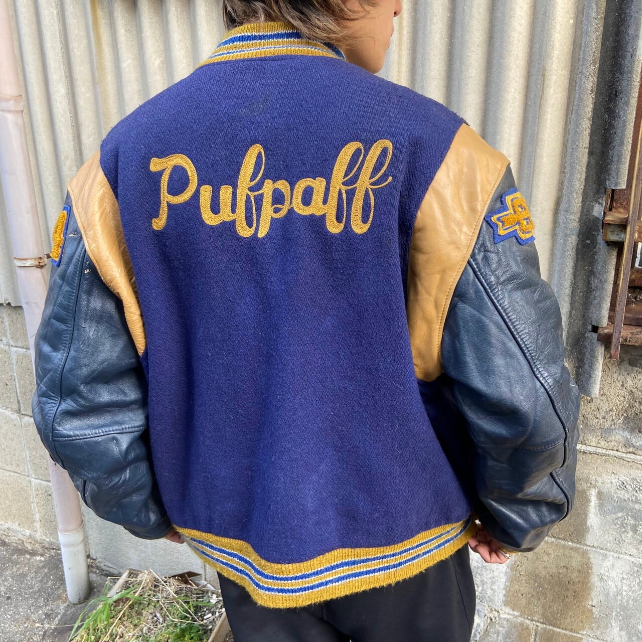 80年代 USA製 TROPHY JACKET 袖レザー ウールスタジャン ワッペン チェーン刺繍 メンズXL相当 古着 アワードジャケット 80s  ヴィンテージ ビンテージ 【ナイロンジャケット】 | cave 古着屋【公式】古着通販サイト powered by BASE