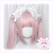 ♡【全10色】ドーリープリンセス パール＆ドットサテンリボン 2wayヘアクリップカチューシャ white×red ♡