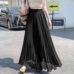 マキシスカート プリーツ 裏地付き レディース 春夏秋 韓国 ロングスカート きれいめ 大人 かわいい フェミニン シンプル Aライン ハイウエスト ゆったり 体型カバー 大人可愛い 大人女子