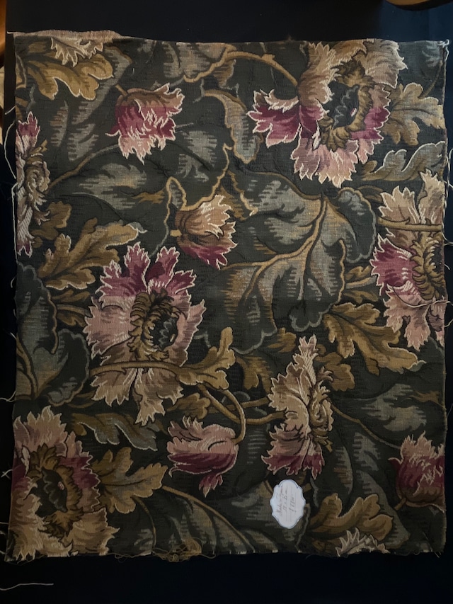 Vintage  Fabric生地　ワイルドポピー柄のジャガード織り　約55×60cm　他 　フランス製