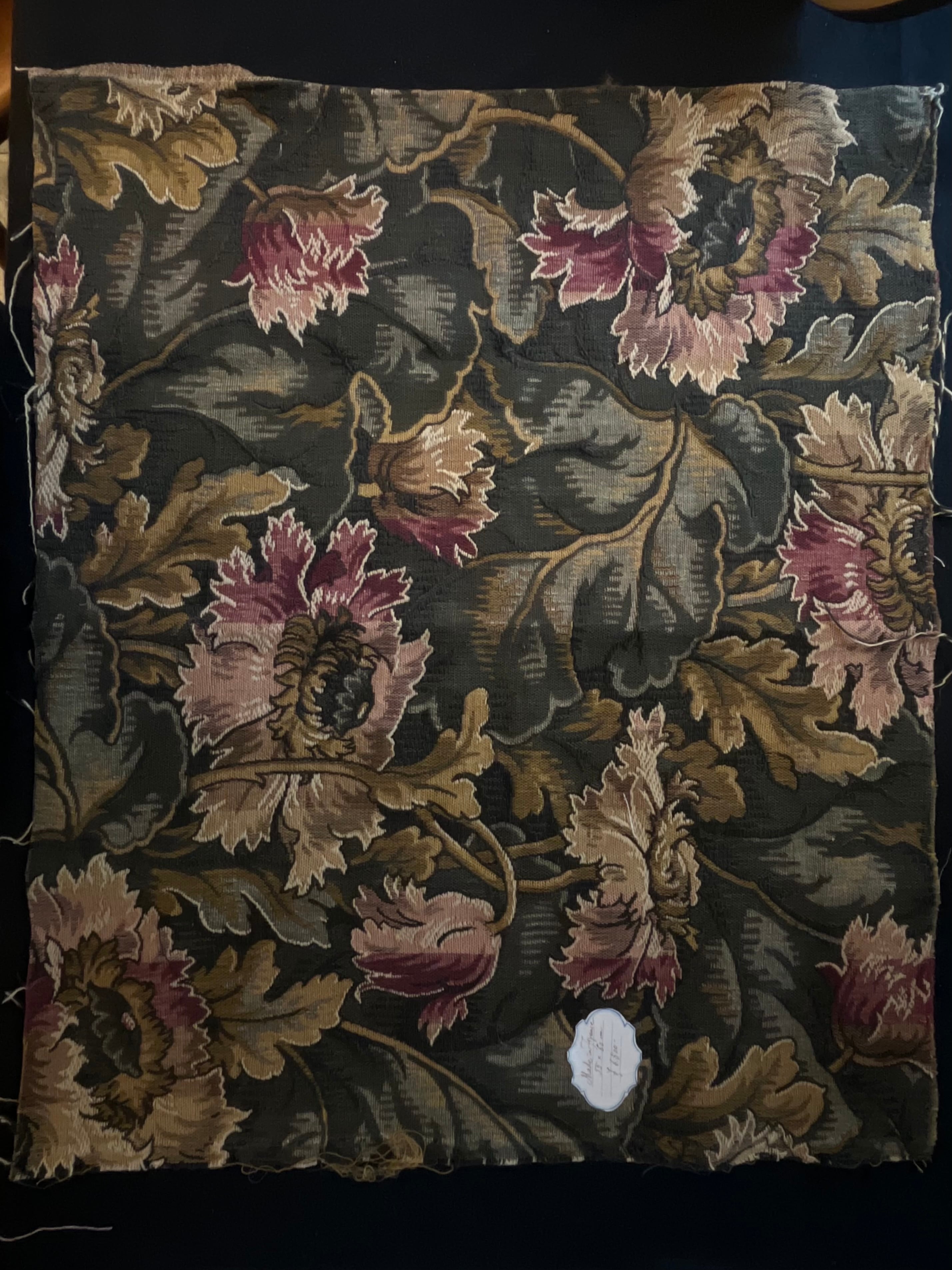 Vintage Fabric生地 ワイルドポピー柄のジャガード織り 約55×60cm 他 フランス製