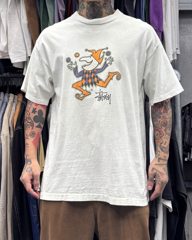 80’s~90’s old stussy Juggler Joker Design Tee “黒タグ” “ジャグラージョーカー” “ピエロ”【高円寺本店】