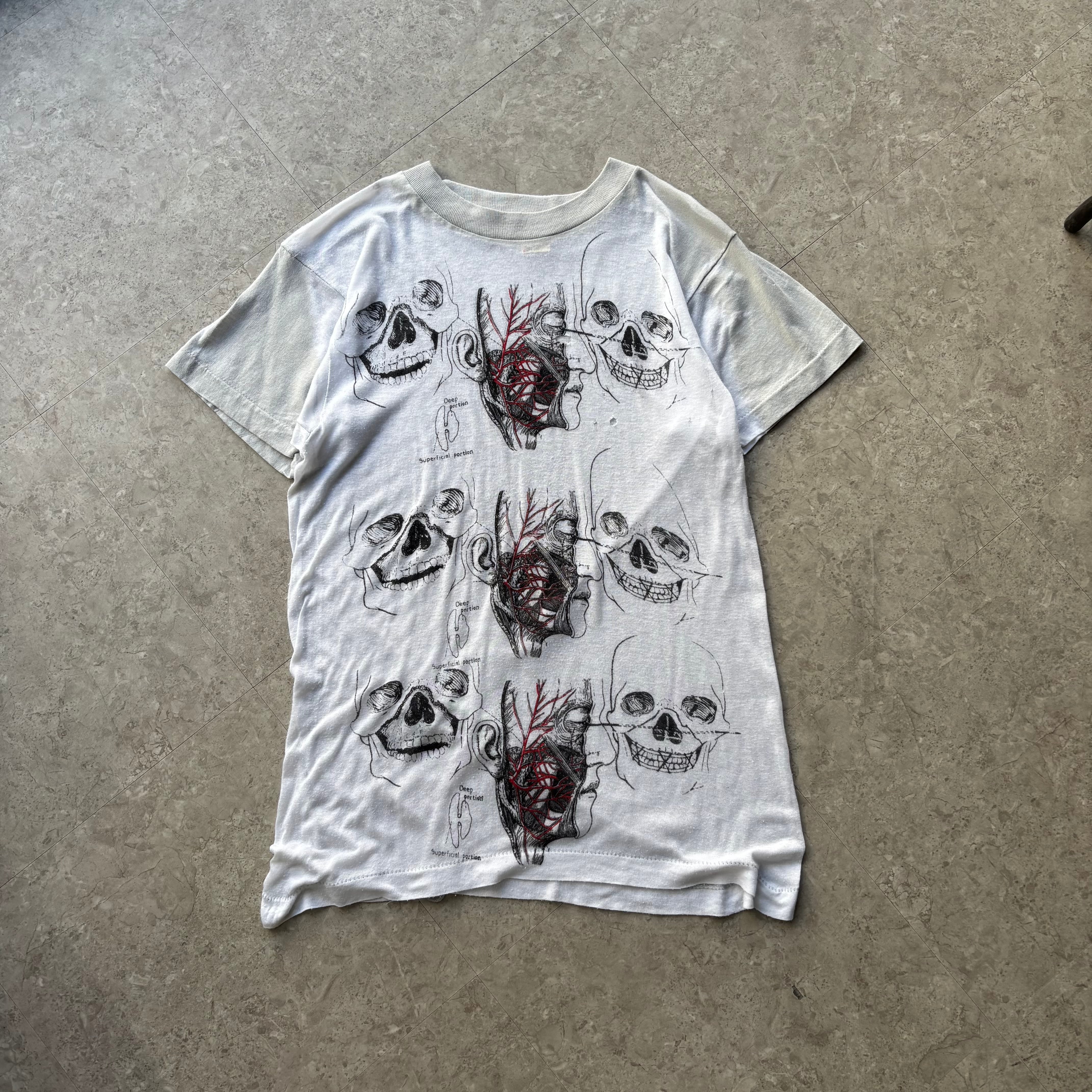80s Anatomical Art "Skull & Facial Nerves" T-shirt【仙台店】