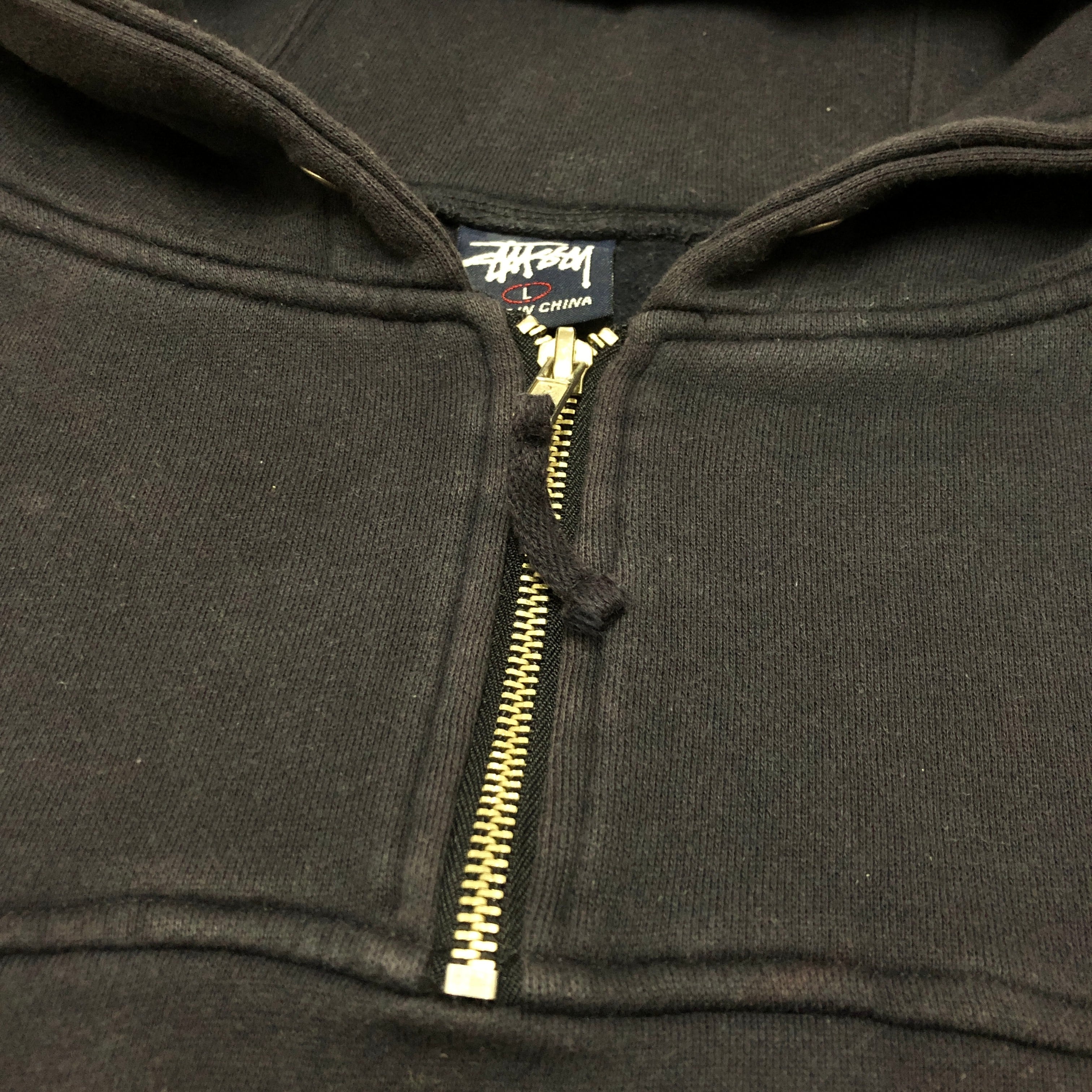 90~00s OLD STUSSY/Half zip Hoodie/China製/紺タグ/L/ハーフ 90~00s OLD STUSSY/Half zip Hoodie/China製/紺タグ/L/ハーフ