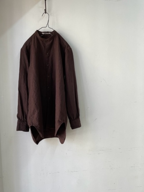 期間限定販売：kaval / stand collar shirt "brown"(カヴァルのスタンドカラーシャツ)