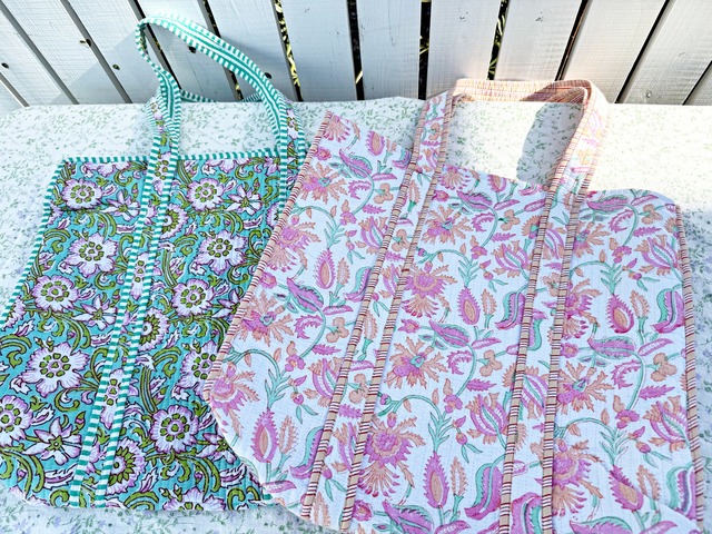 《Botanical Bags ⑪》Green × Pink Flower（ファスナータイプ）