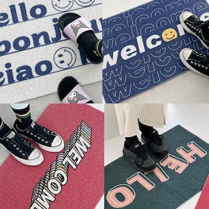 hello smile foot mat 4colors / ハロー スマイル フットマット ラグ ウェルカム 玄関マット 韓国インテリア雑貨