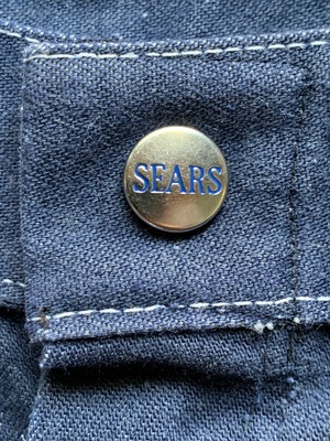 70's Sears VAT DYED DENIM ペインターパンツ 濃紺 実寸(35x32.5)