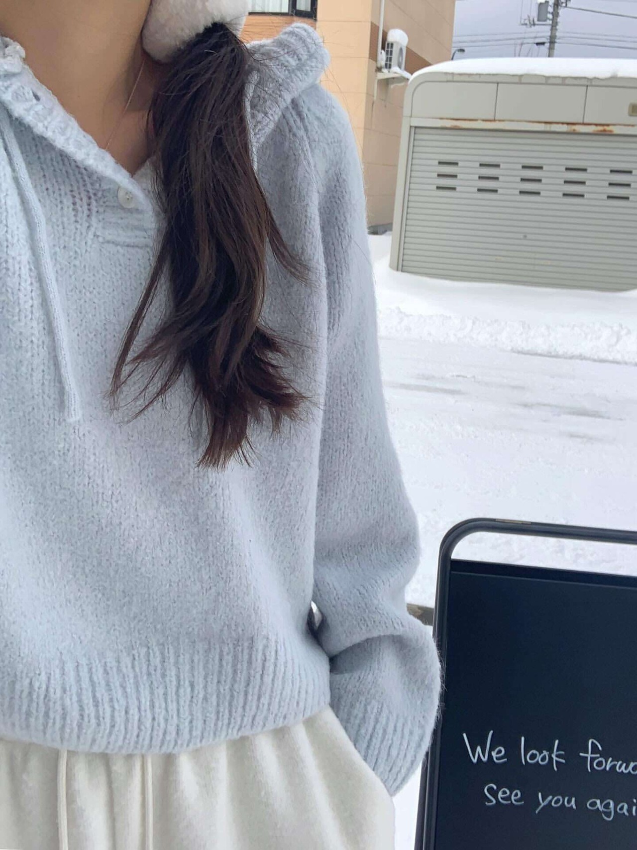 (予約) LITER / Momo alpaca hood knit 2color