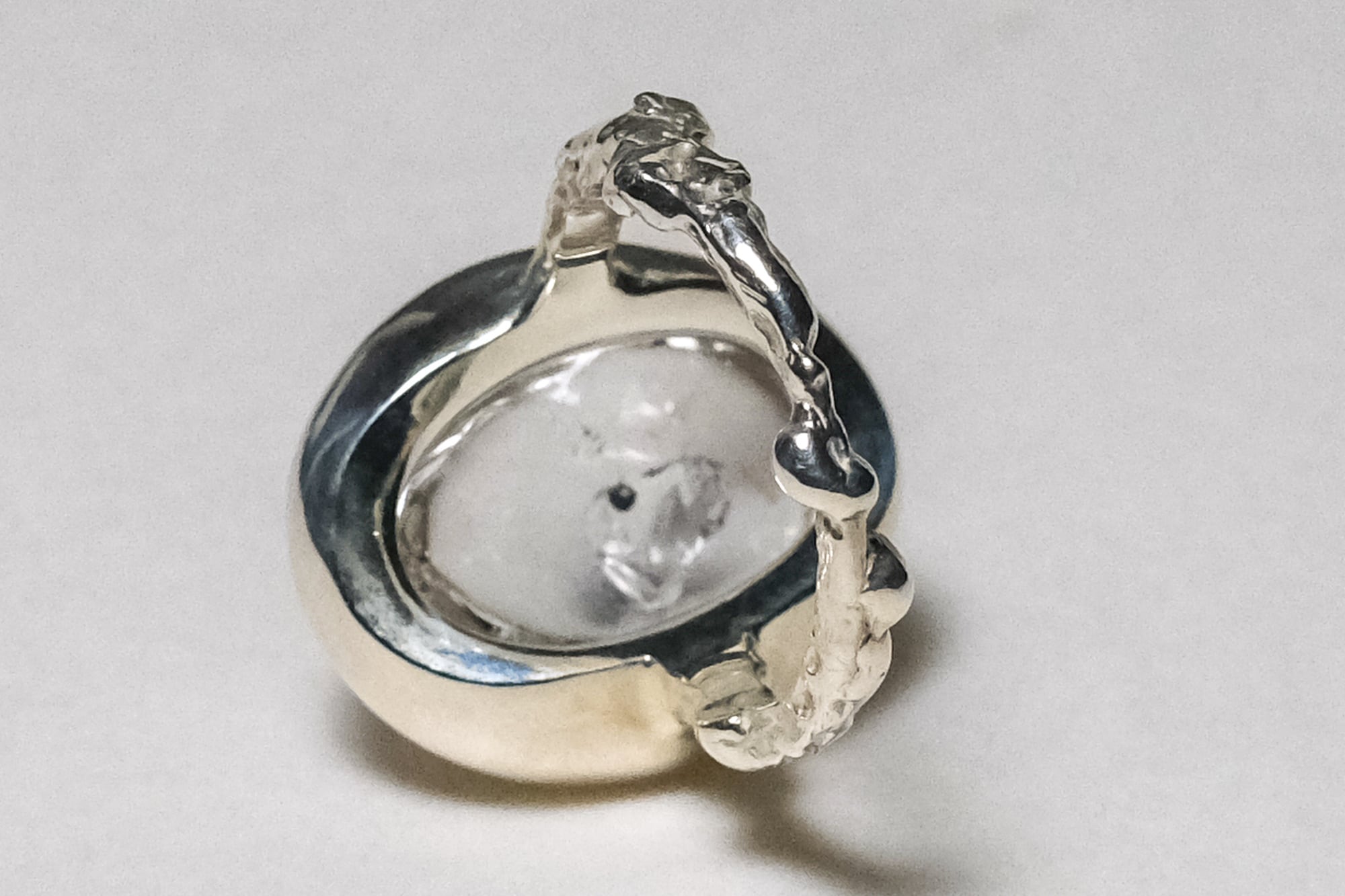 狭間 水入り水晶 リング silver no,373