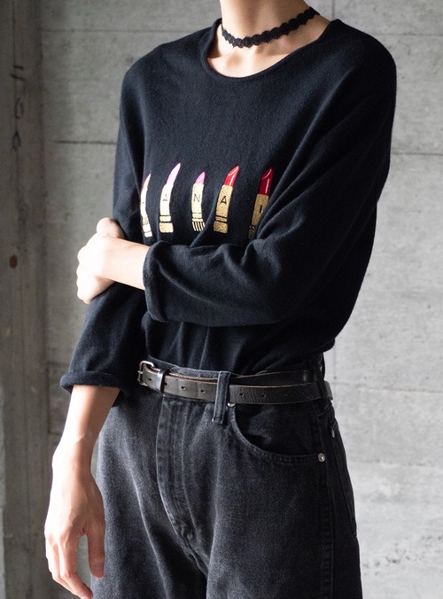 "madame hanai" 1980s Wool embroidery knit
