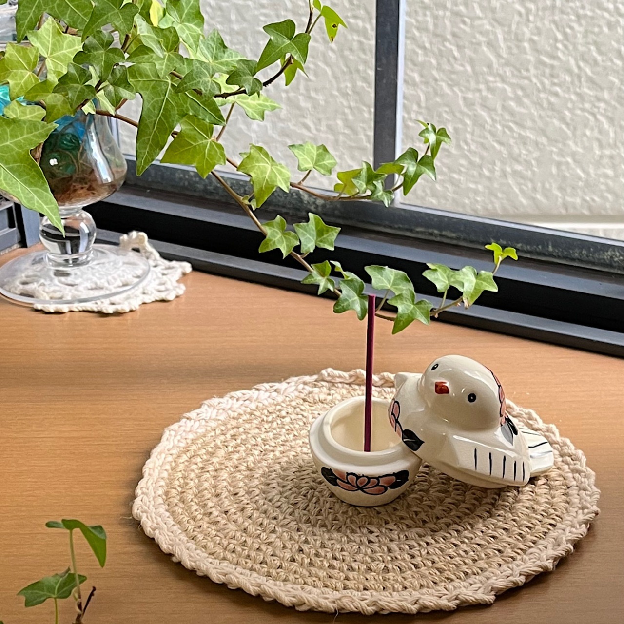 香すずめ～ピンク薔薇【京焼・清水焼】香合，置物としても<無料>ギフトラッピング＆香立て