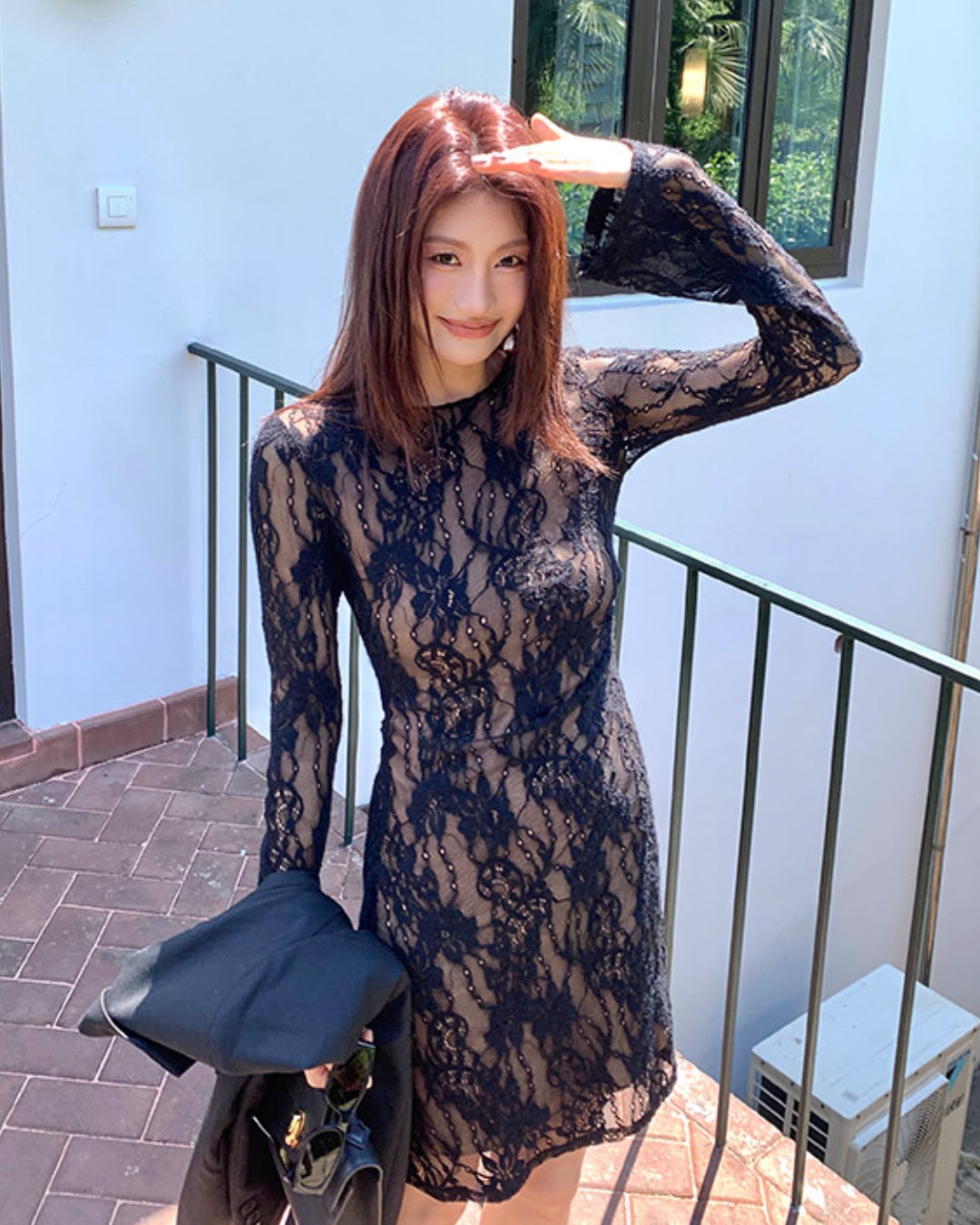 フレアスリーブレースワンピース A25096