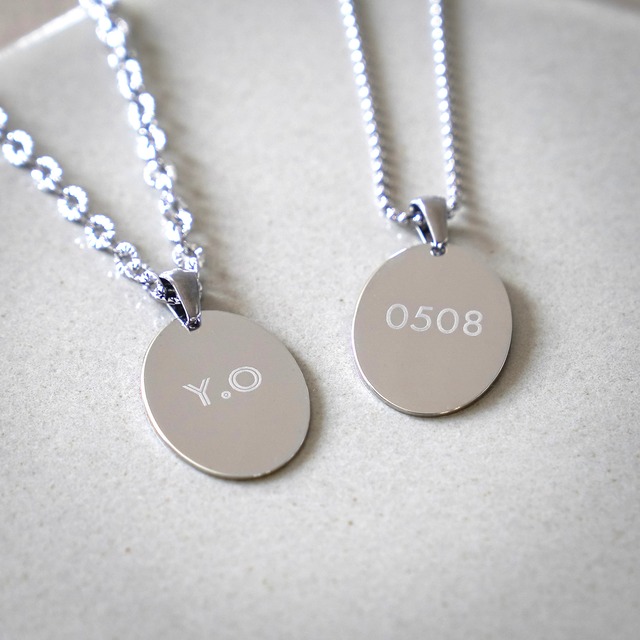 プレートネックレス 刻印オーダー イニシャル 数字 サージカルステンレス SUS316L