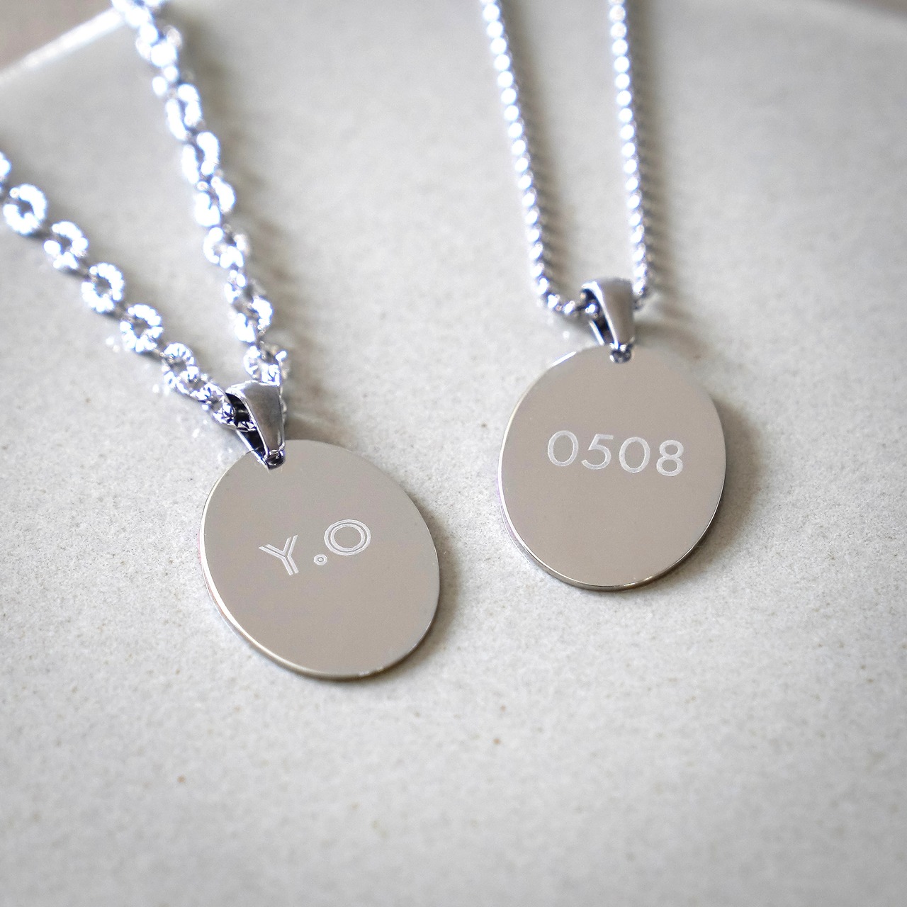プレートネックレス 刻印オーダー イニシャル 数字 サージカルステンレス SUS316L