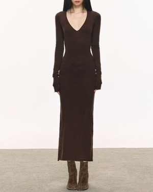 ロングスリーブマキシ丈タイトワンピース 2color A0841