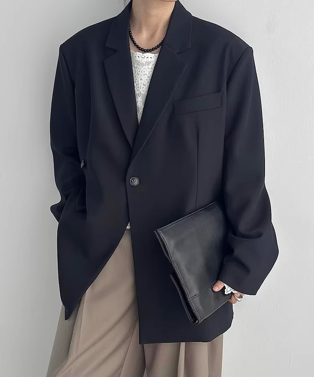 アシンメトリーフロント スリットテーラードジャケット R0021