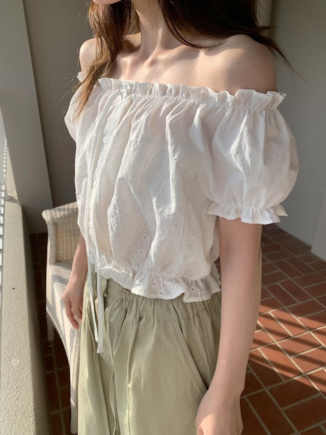 (予約)mellounge / Rosy Punching Blouse / 2color
