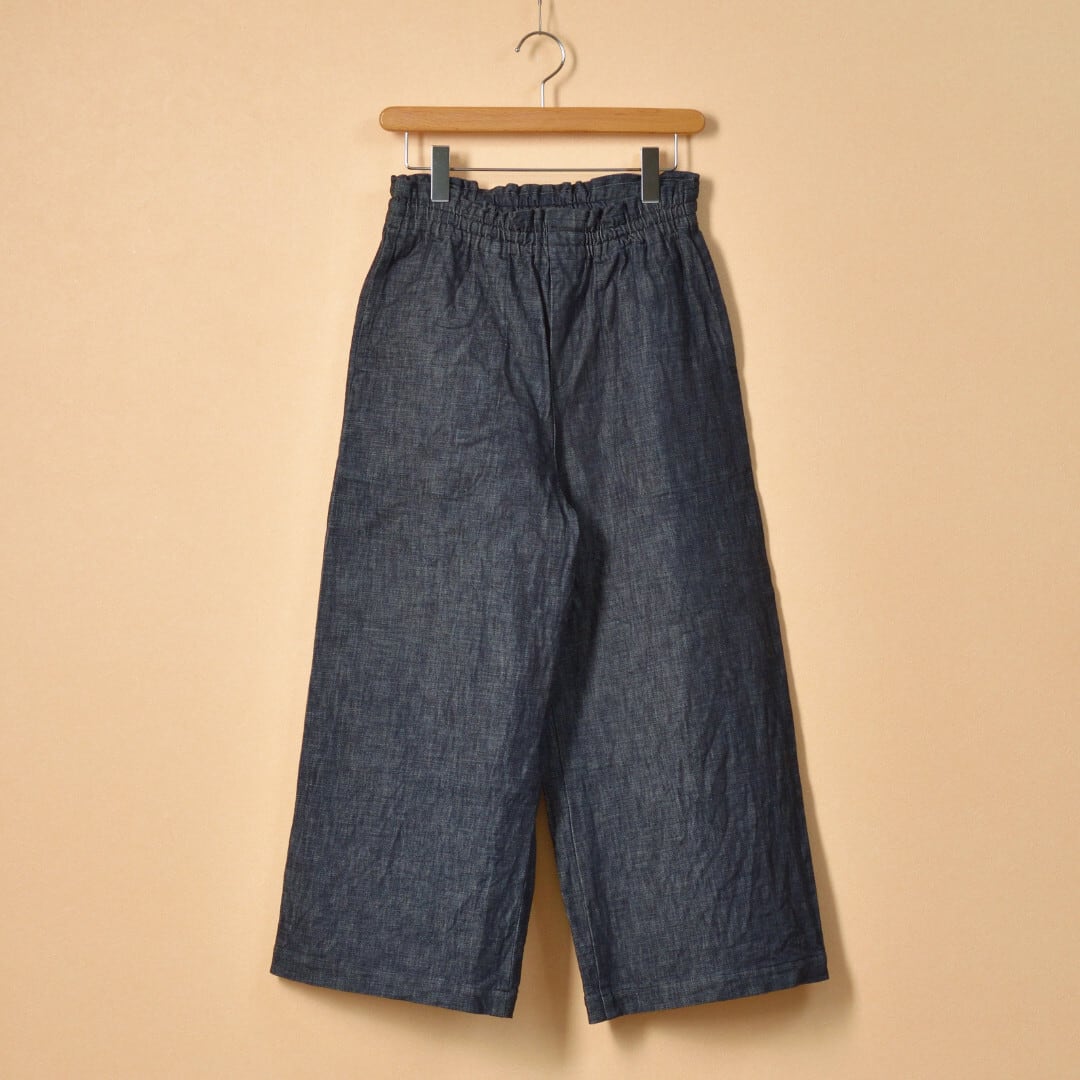 LinenYa リネンや ストレッチデニムセミキュロットパンツ ザックリとした肌触りが特徴のストレッチデニム生地が使われています。【送料無料】