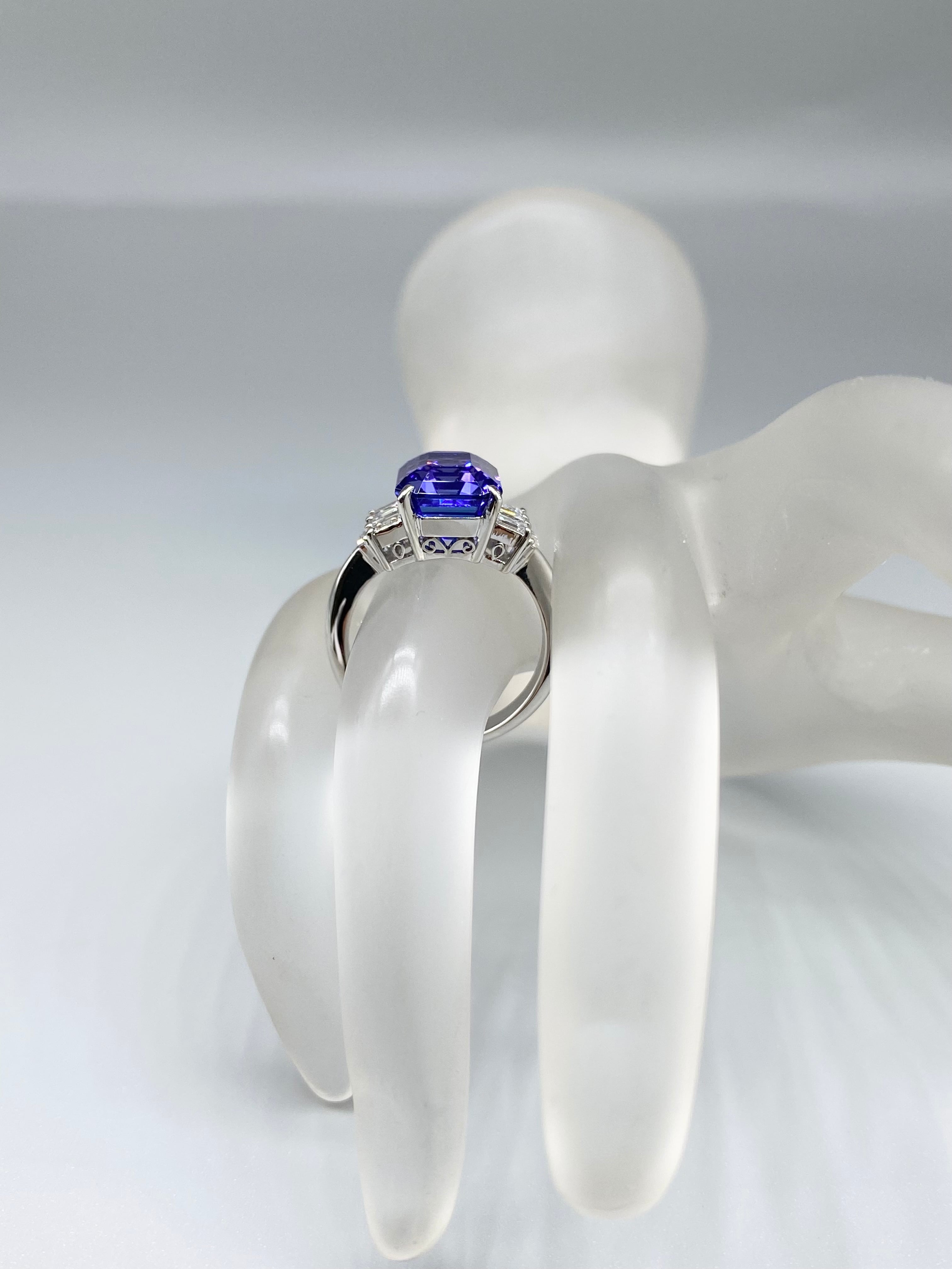 タンザナイト 5.93ct / ダイヤモンド 計0.74ct Pt900 リング 12号