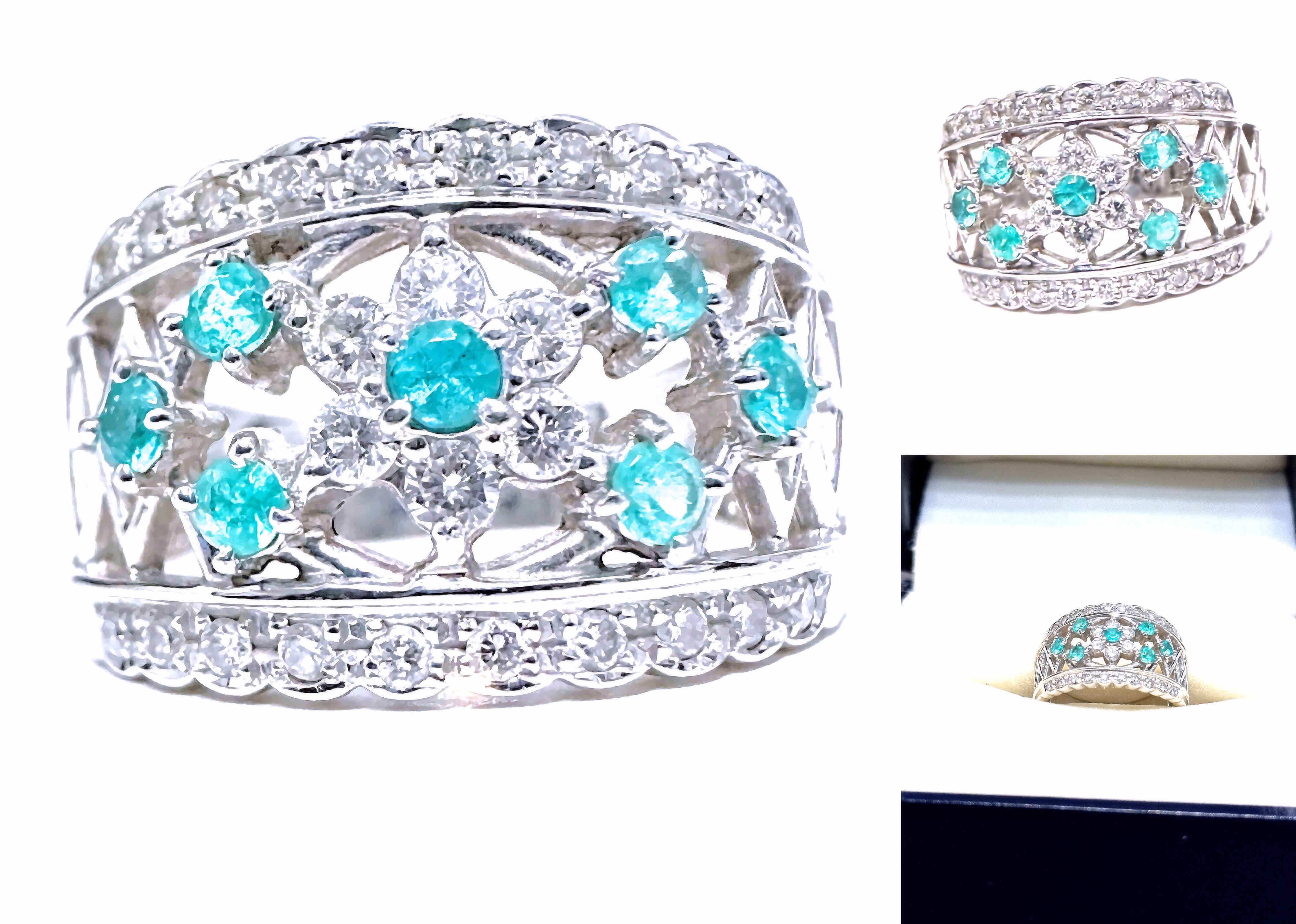 TASAKI タサキ パライバトルマリン パヴェ ダイヤモンド リング 33P プラチナ 指輪 12号 田崎 ケース付き 田崎