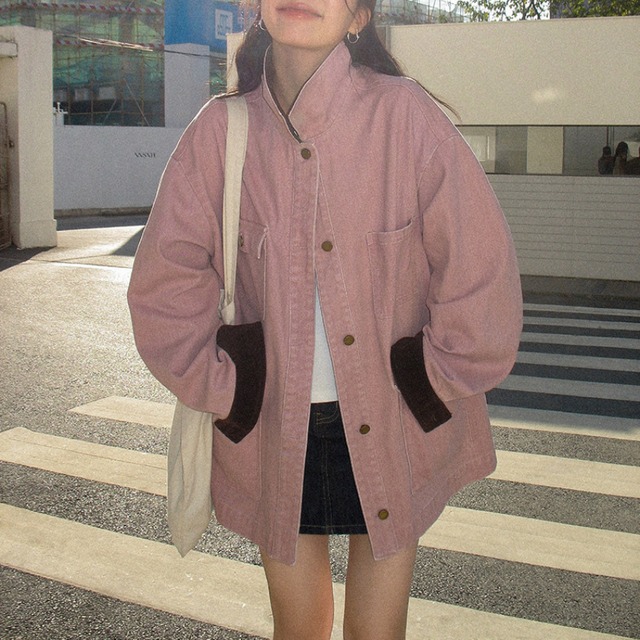 contrast corduroy jacket　J00479