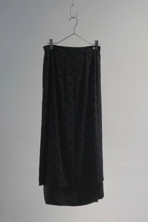 80s-90s silk flower pattern wrap skirt